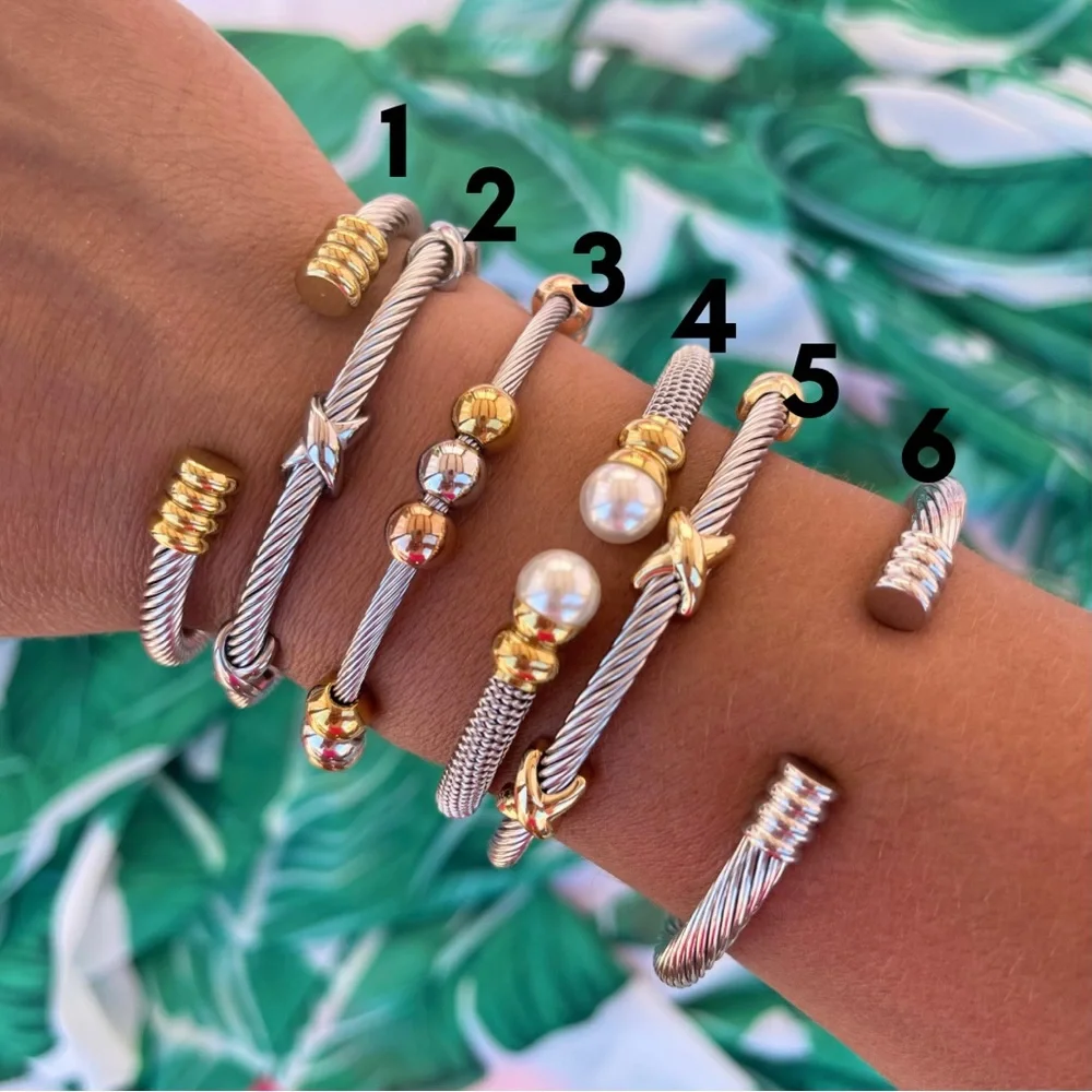 NEW Cable Bracelet Collection Silver Gold Stainless Steel